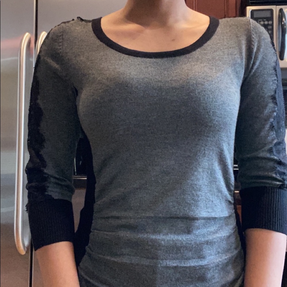 A.Byer Grey and Black Lace Sweater